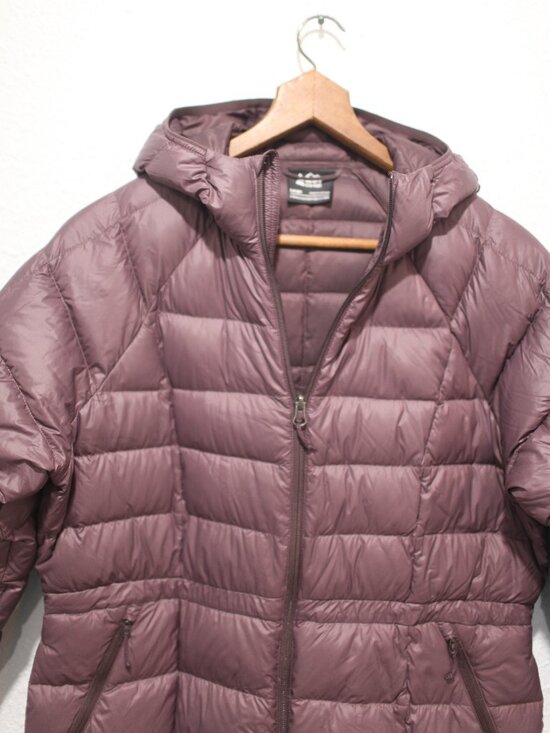 REI Co-op mauve purple Down Parka long puff coat hooded puffer womens L - Picture 3 of 11